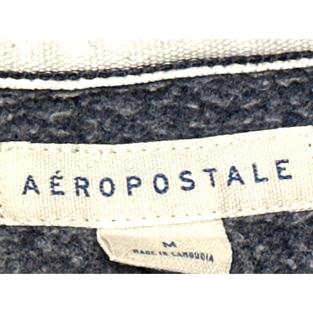 Aeropostale 87 Navy Blue Full  Zip Hoodie Drawstring Hood Front Pockets Medium - Picture 5 of 10